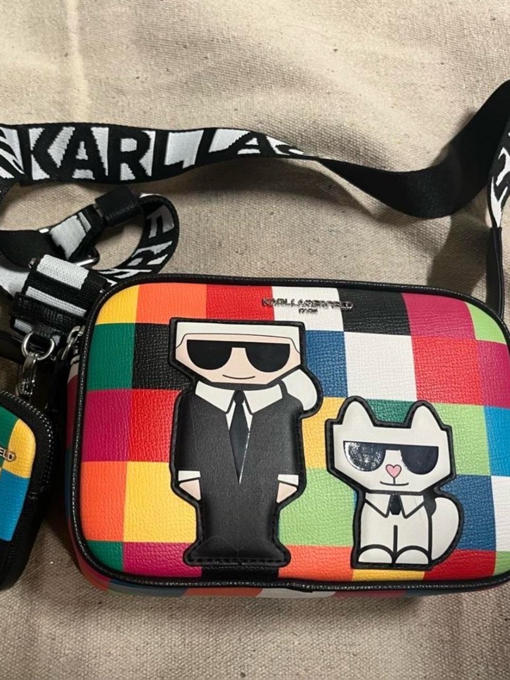 Karl Lagerfeld Multicolor Patchwork Camera Bag with Icons